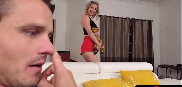  MILF stepmom finds her stepson&039;s toy and they reflect on how much he has changed and how naughty became